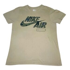 Nike Air Mens Tan Khaki Camo Logo Graphic T-Shirt Athletic Cut Small